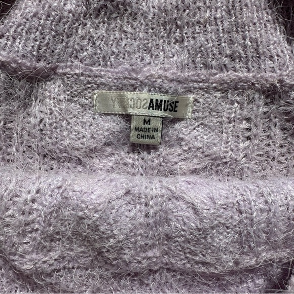 Amuse Society Miraflores Off the Shoulder Sweater in Lilac - Picture 6 of 7